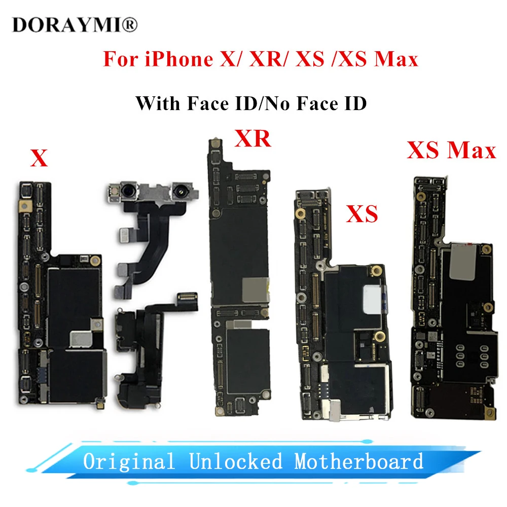 

Original Unlocked Mainboard For iPhone X XR XS Max 64GB 128GB 256GB With/No Face ID Motherboard Working Free iCloud Logic Board