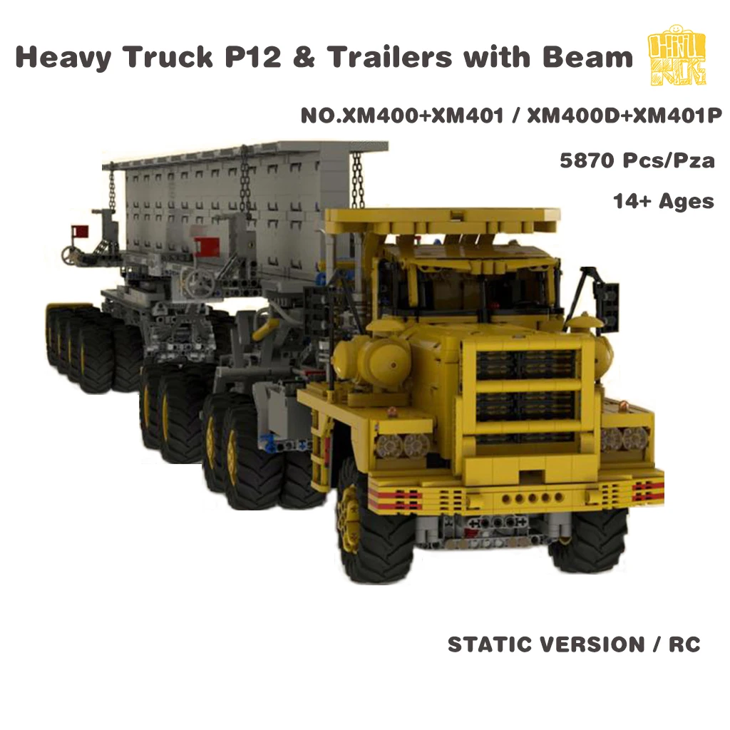 MOC XM400 Heavy Truck P12& XM401 Trailers with Beam Model With PDF Drawings Building Blocks Bricks Christmas Gifts