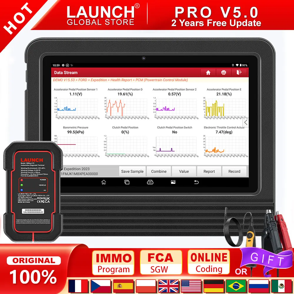 LAUNCH X431 PRO V5.0 OBD2 Автомобильный сканер IMMO/ключевое программирование, автоматический диагностический инструмент DBScar VII CANFD DOIP 37+, сбросы, сканирование кодирования ЭБУ