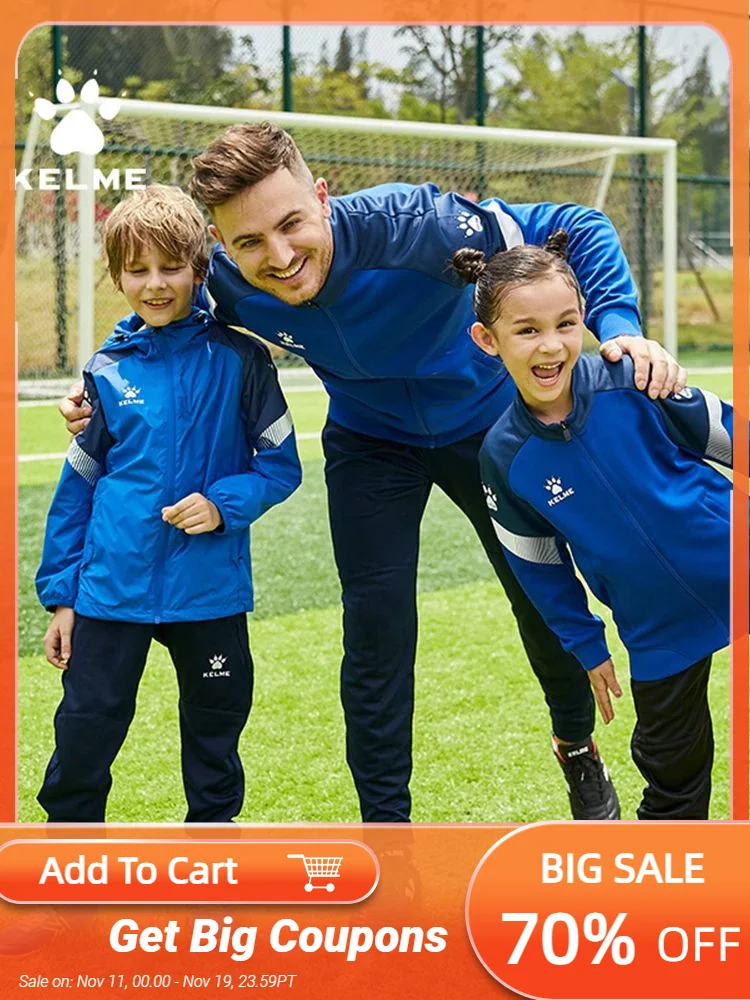 

KELME Children's Knit Training Jacket Casual Stand-up Collar Shirt Football Sports Cardigan Jacket Autumn 8061WT3002