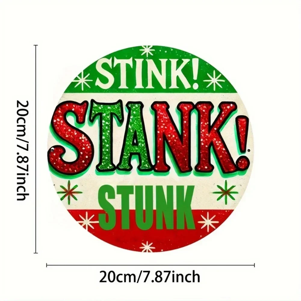 CIFBUY Round Aluminum Sign Stink Stank Stunk Christmas Themed Retro Wall Plaque for Holiday Home Decor