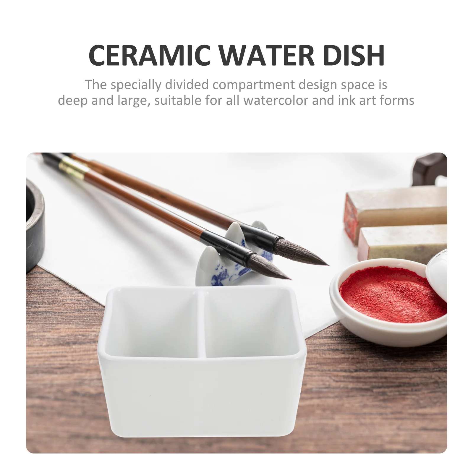 

Sturdy Ceramic Water Dish Multi-Function Inkwell Lightweight Portable Easy Carry Use for Calligraphy Lovers Painters Teachers