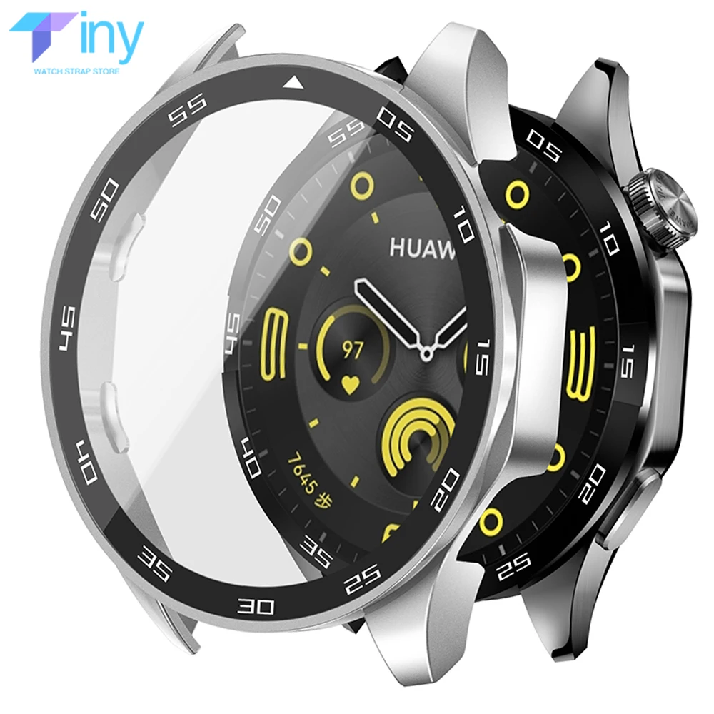 Verre trempé + boîtier PC pour Huawei Watch GT 4 46mm 41mm / GT4 46 41mm accessoires de montre intelligente couverture complète étuis rigides de protection