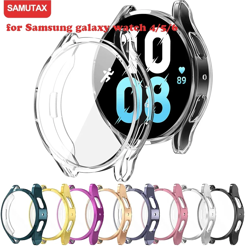 Protector Case For Samsung Galaxy Watch 4 5 6 40mm 44mm Cover Coverage Silicone TPU Bumper Screen Protection Full Accessories