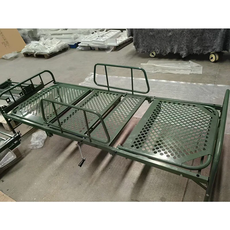 Manual folding hospital bed, for army barracks, portable steel for rescue and disaster relief field single beds