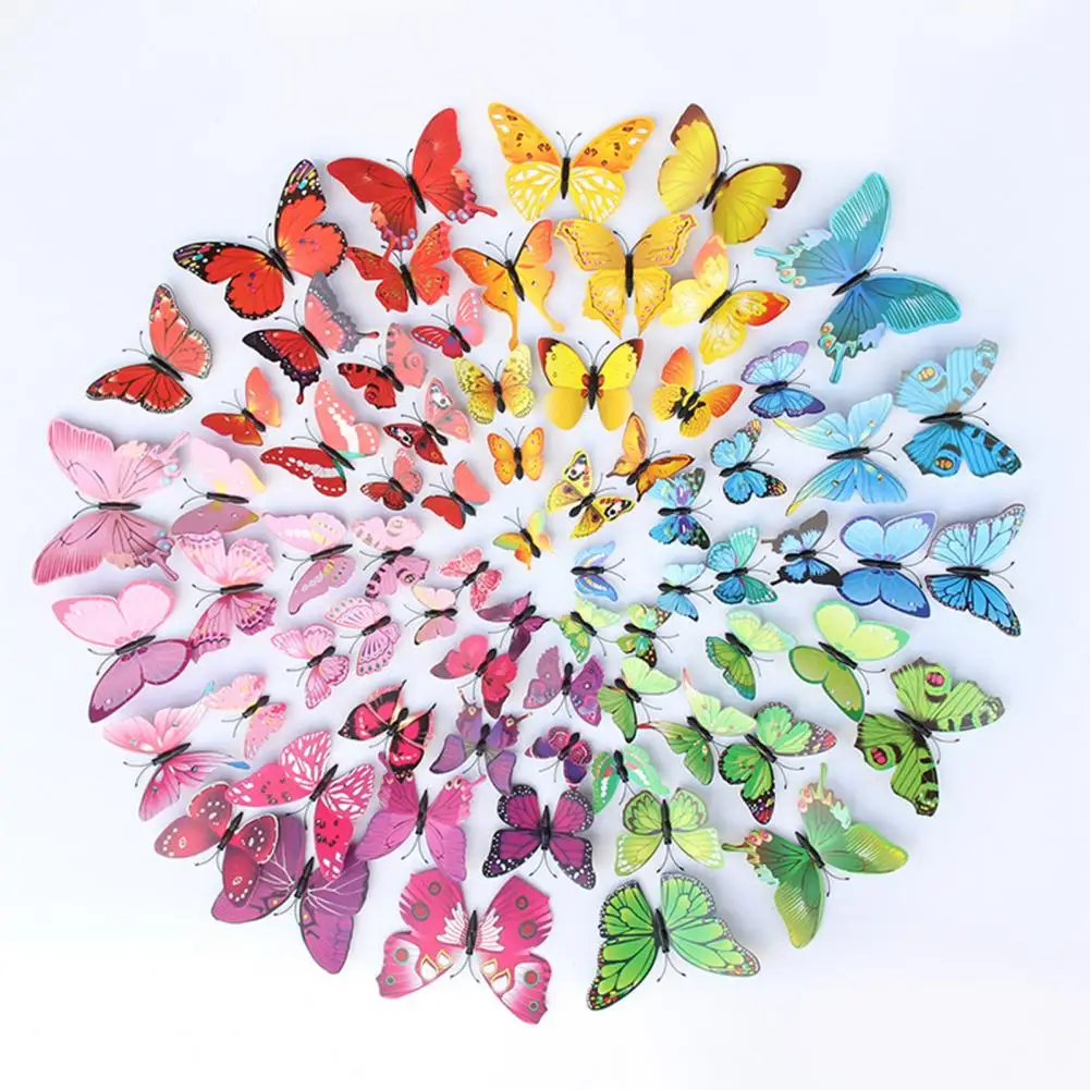 1 Set Fabulous Stickers Anti-falling Butterflies Stickers Animal Realistic Shape Butterflies Stickers  Home Beautification