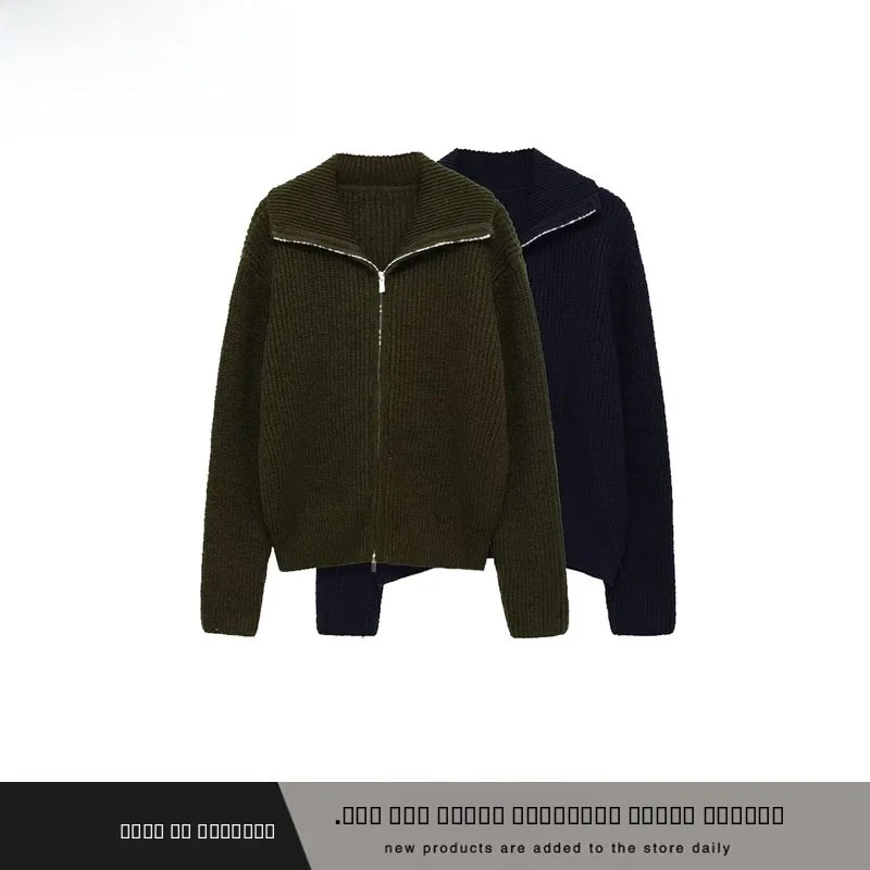 سترة نسائية محبوكة من Faionable ZR Sle سترة فضفاضة بسحاب طويلة Sve سترة مفتوحة من ألياف البوليستر الدافئة #1