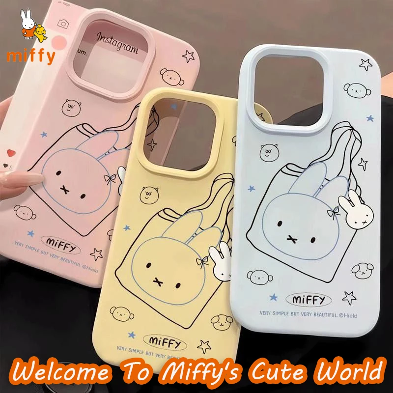 

Kawaii Miffy чехол для телефона подходит для Iphone 17, 16, 15, 14, разноцветный чехол для телефона с защитой от падения, аксессуары в стиле аниме, идеальный подарок