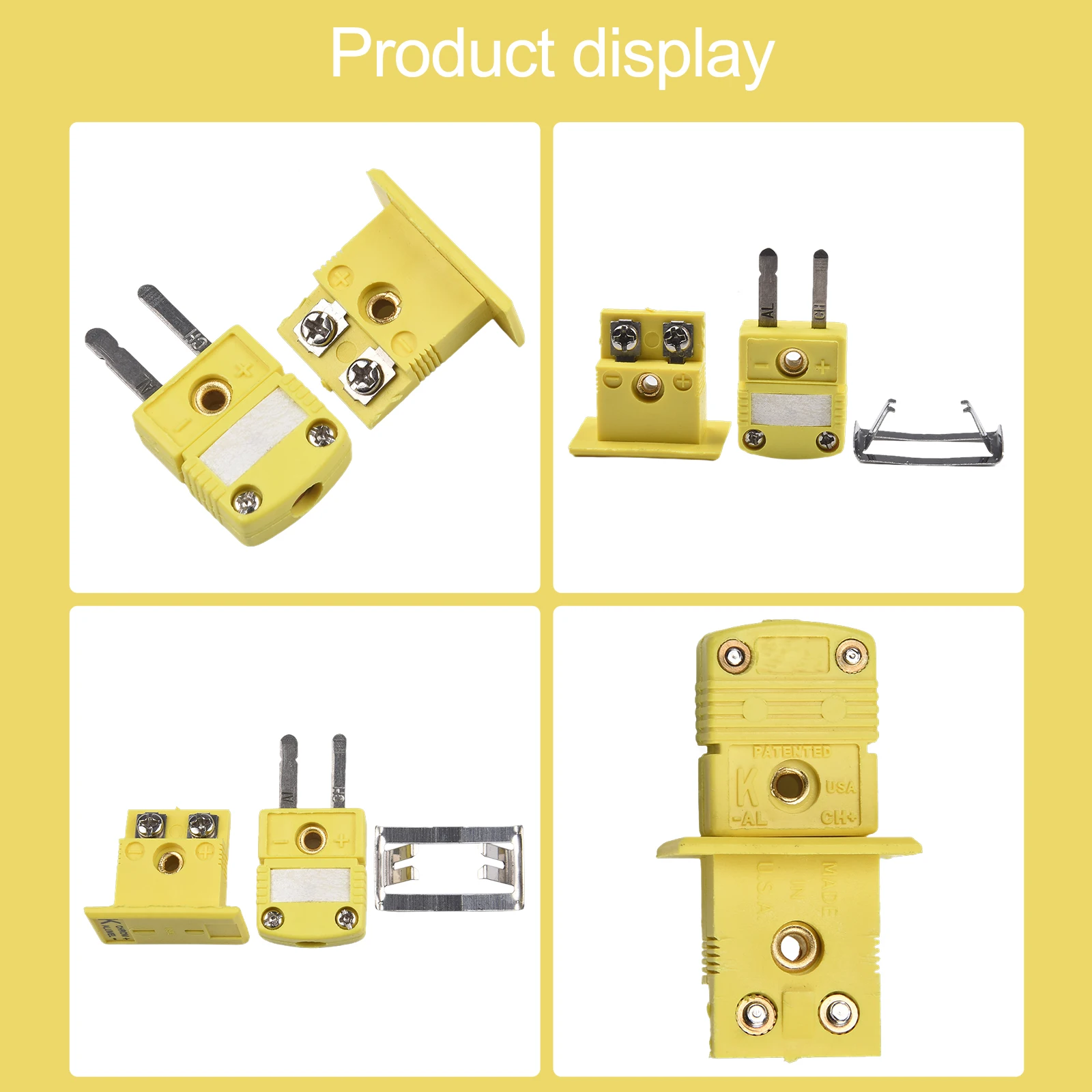 1 Set K Type Thermocouple Miniature Socket Alloy Panel Mount Yellow Portable Practical Stock Accs High Quality
