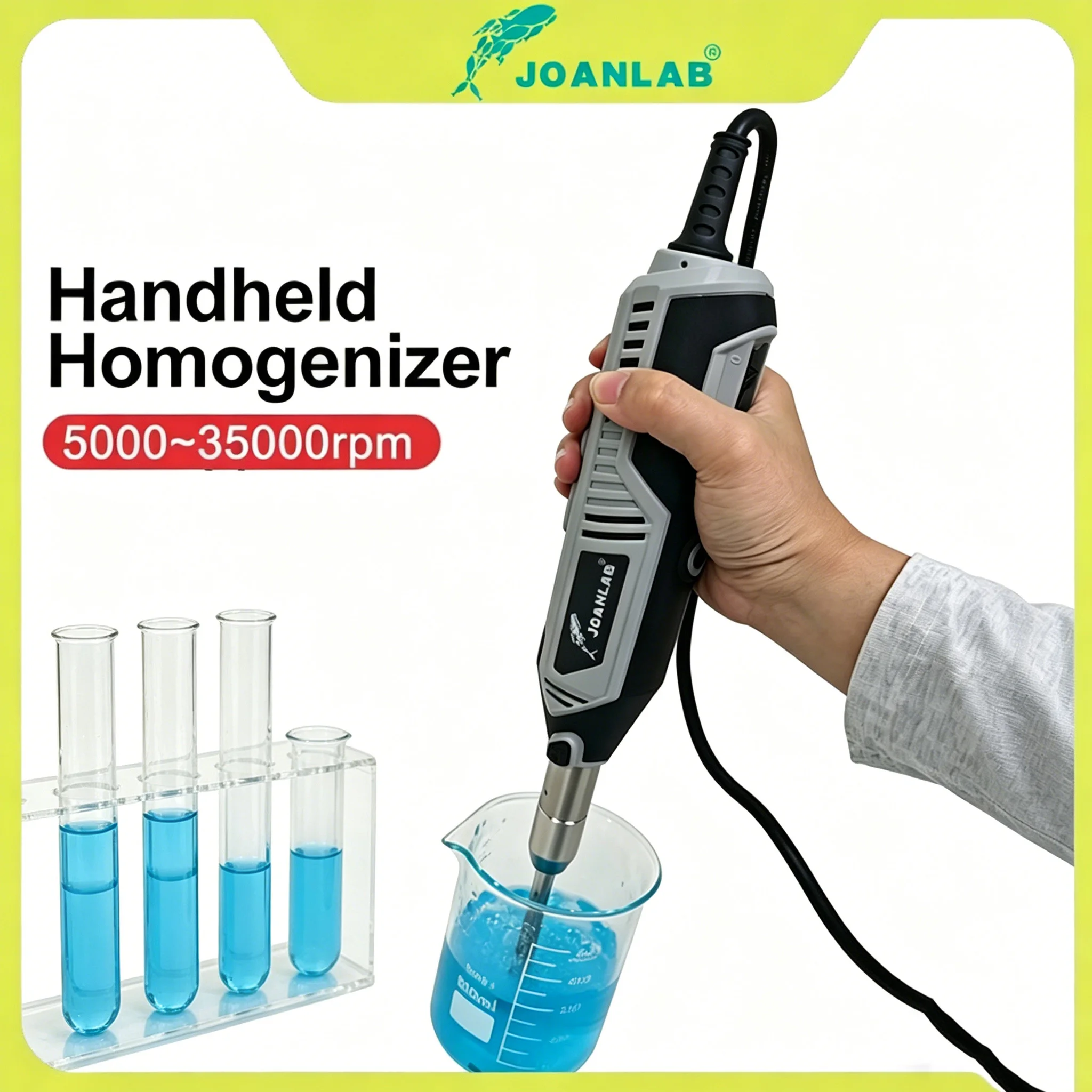

JOANLAB Handheld Homogenizer 5000-35000rpm | High-Speed Emulsifier & Mixer | Ideal for Lab & Liquid Processing