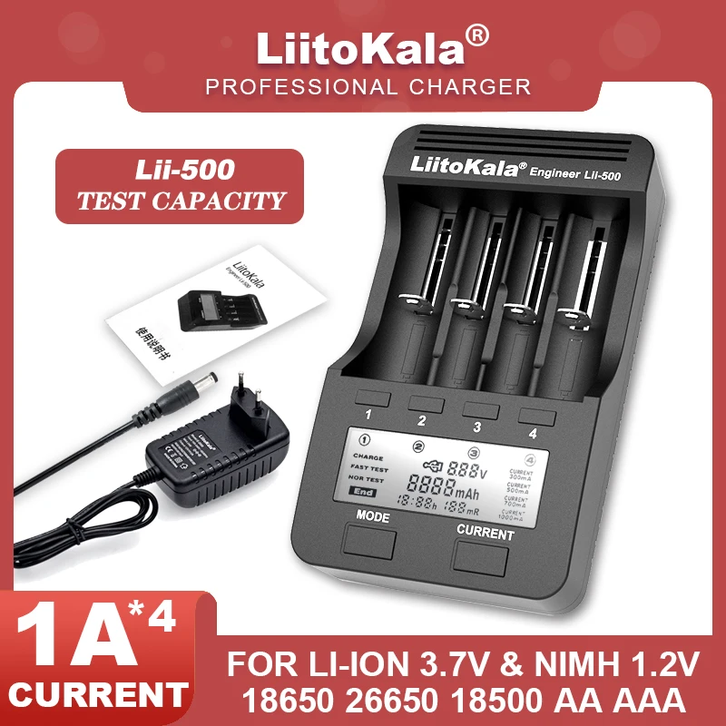 LiitoKala Lii-600 Lii-500 Lii-S6 Lii-D4XL  Battery Charger  3.7V NiMH 1.2V Battery Suitable for 18650 26650 21700 26700 18350