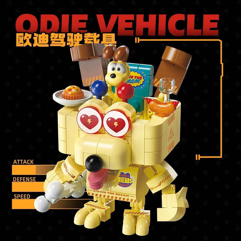 Spot Fermi Garfield Cat Driving Mech Robot Building Blocks Trendy Play Assembling Movable Ornament Model Anime Collection Toy