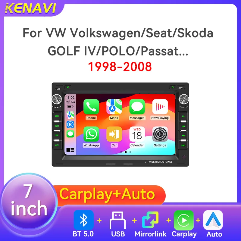 Car Radio MP5 Multimedia Player Wireless Carplay Android Auto For VW Passat B5 Sharan Jetta Bora Polo Transporter T5 Head Unit