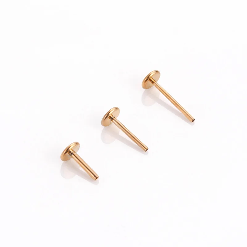 10pcs G23 Titanium Piercing Labret Threadless T Rod Base Ear Lip Nose Tragus Piercing Jewelry Accessories Wholesale 16G 18G 20G