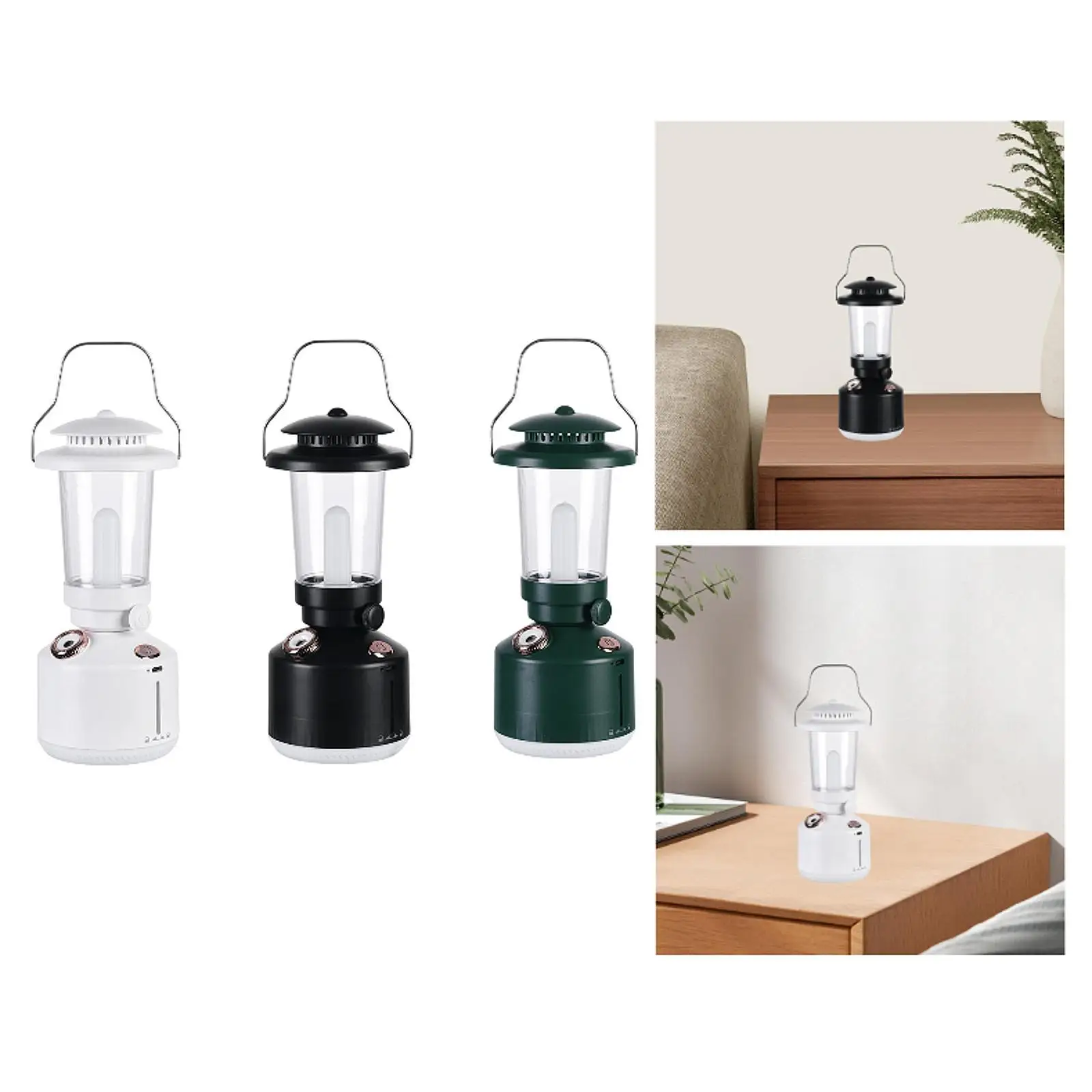 Quiet Mini Humidifier for Kids Room with Retro Lantern Lamp Portable Hook USB Rechargeable Mist