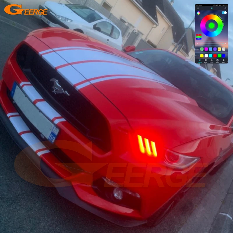 For Ford Mustang 2015 2016 2017 Bluetooth-Compatible APP Multi Color Ultra Bright RGB LED Angel Eyes Kit Halo Rings DRL Boards