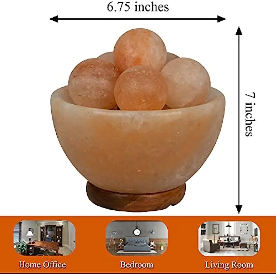 Himalayan Fire Bowl Salt Lamp with 6 Massage Balls Premium Quality Authentic from Pakistan