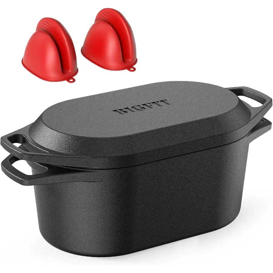 

Голландская духовка с крышкой для выпечки хлеба, чугунная форма для хлеба 3,4QT, предварительно приправленная овальная печь для хлеба, форма для хлеба для домашнего производства S