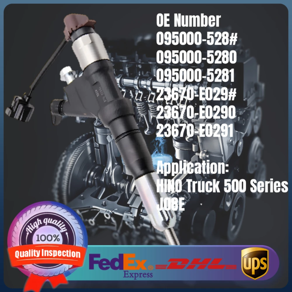 

Common Rail Injector 095000-5281 095000-5280 23670-E0251 23670-E0250 for Hino Truck 500 Series J08E Diesel Engine