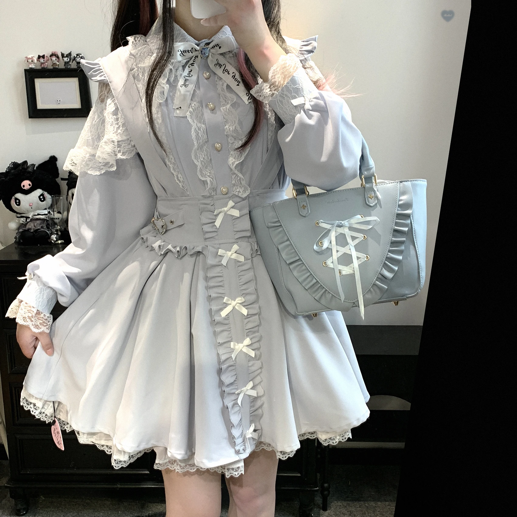 Original Japanese Mine Style Ruffle Flying Sleeve Straps High Waist Lace-up Bow Versatile Sweet Lolita Short Skirts Women Summer