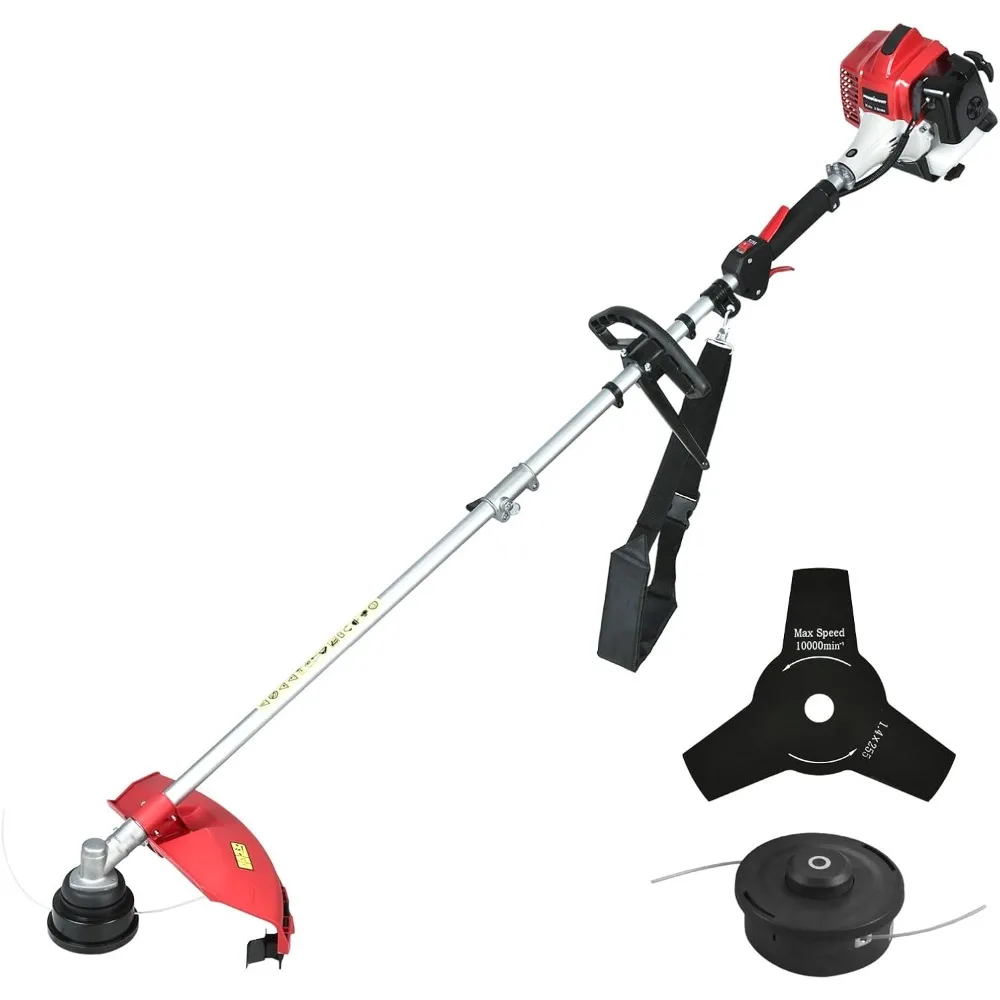 

25.4cc Gas Weed Wacker, 3-in-1 String Trimmer/Edger 16-Inch with 10-Inch Brush Cutter for Grass Cutting