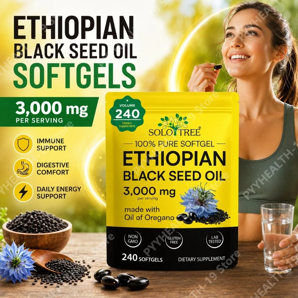 Ethiopian Black Seed Oil 3000mg Softgels – with Oil of Oregano for Immune Support, Digestive Comfort & Daily Energy – 240 Ct