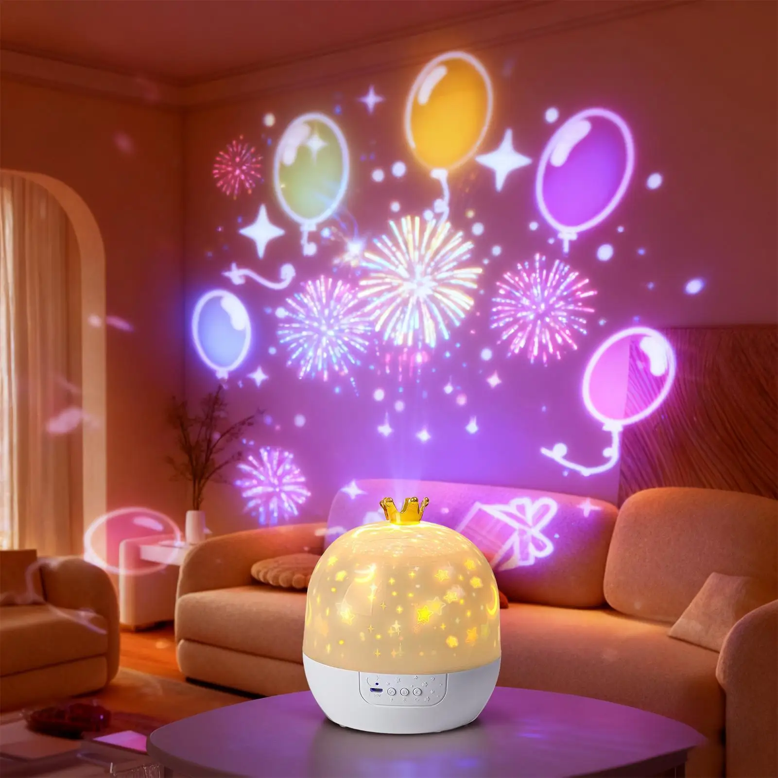 Sterprojector voor kinderen Rustgevende lamp met muziek 360 graden draaibare plafondprojector voor kinderkamer Muur Slaap Slapen tegen het slapengaan