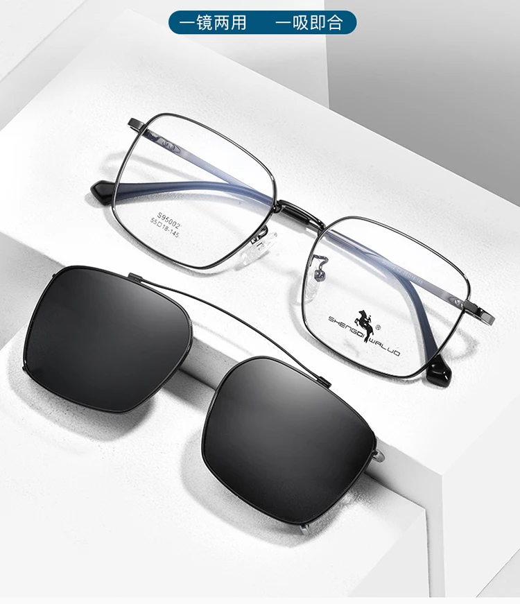 BCLEAR Vintage Legierung Clip-Auf Sonnenbrille Mode Optische Rahmen Männer Frauen Spektakel Polarisierte Clip Sonnenbrille UV Schutz – Detail 1