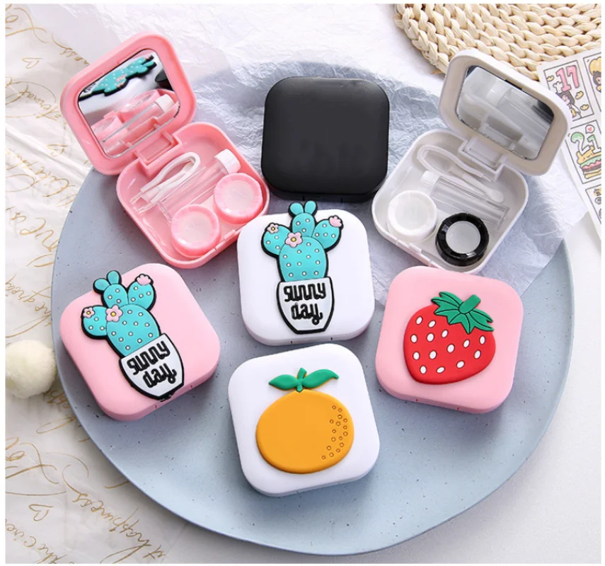 Cute Cartoon Small Contact Lense Storage Box Lovely Contact Lens Case Portable Travel Contact Lenses Case Container Lenses Box