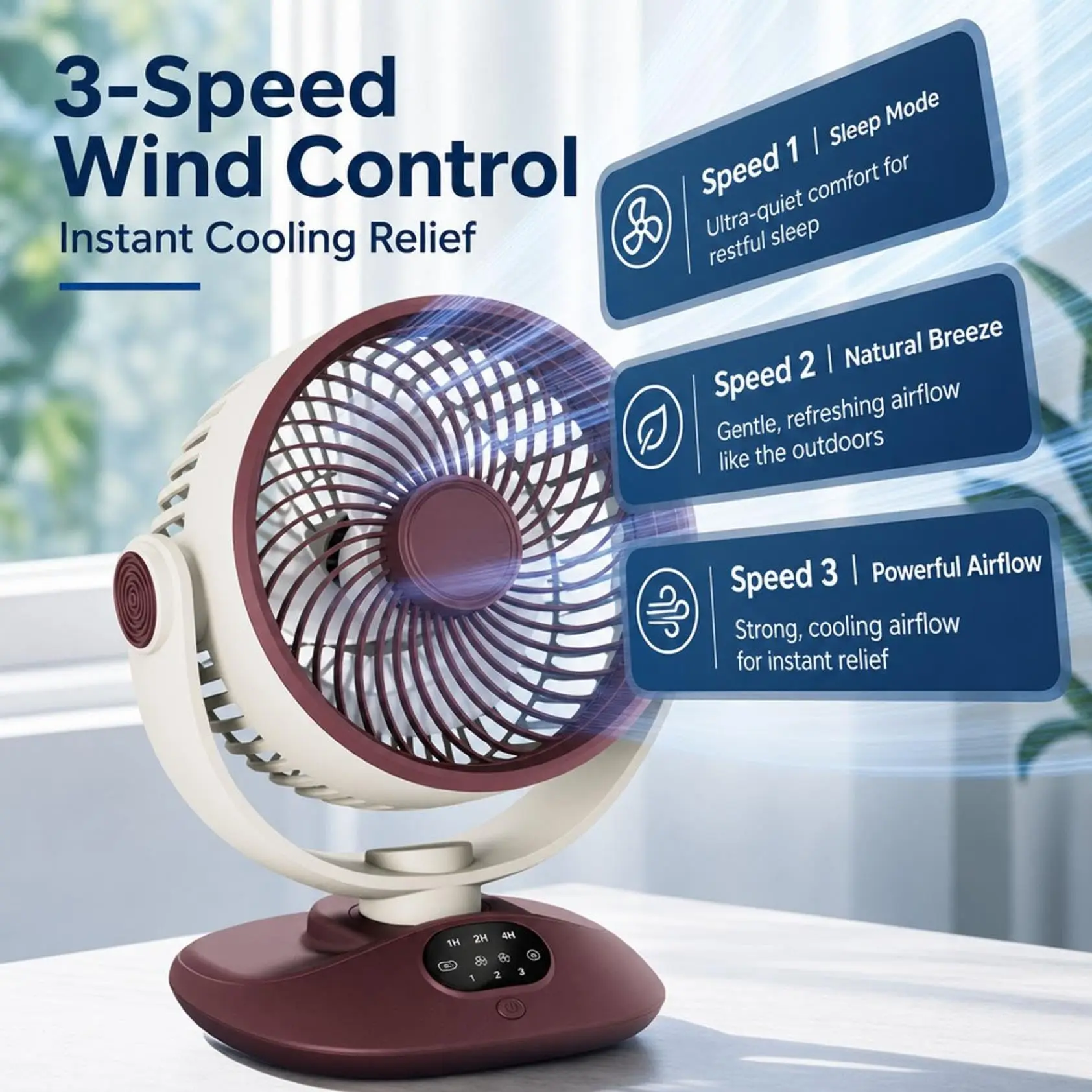 Personal Cooling Fan Low-noise Rechargeable Battery Operated Fan Outdoor Cordless Fans Desk Air Circulator Fan Camping Fans