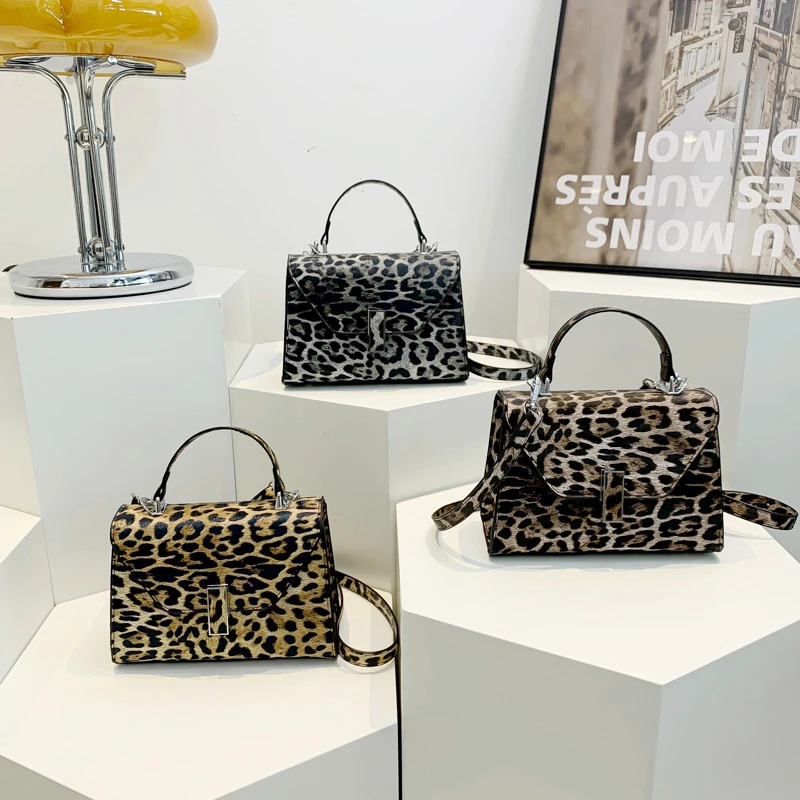 Boston Leopard Print Leather Women\'s Handbag Luxury Designer Shoulder Bag Fashion Brand Crossbody Bag Ladies Casual Tote Bag