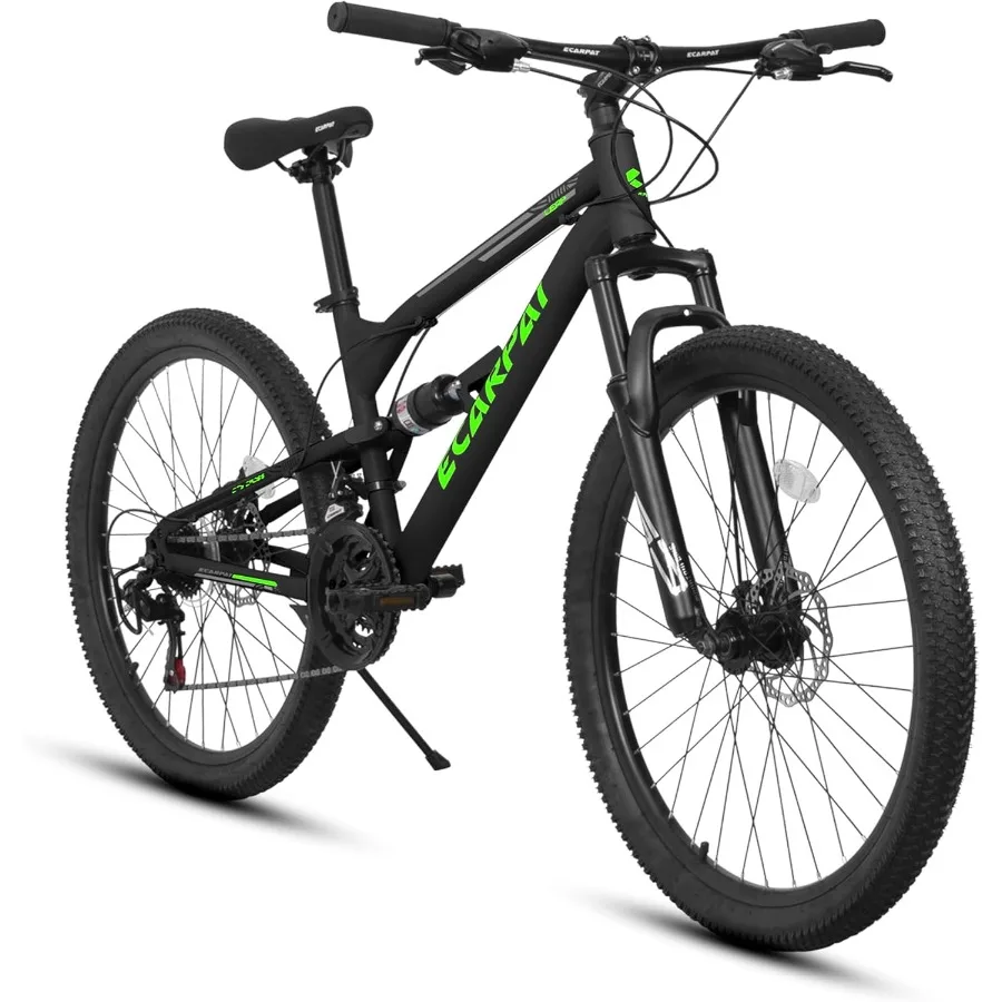 

Full Suspension Mountain Bike with 24/26 Inch Wheels and 21-Speed Gearing for Trail Riding and Commuting Dual Disc Brakes with