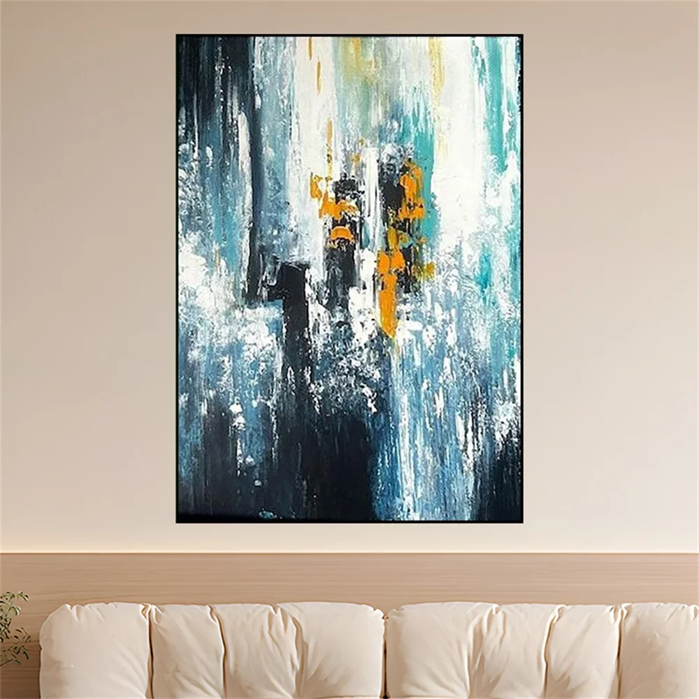 Abstract Green And Gold Speckled Texture Landscape Tree Wall Art Pictures Handmade Oil Painting On Canvas Poster For Living Room