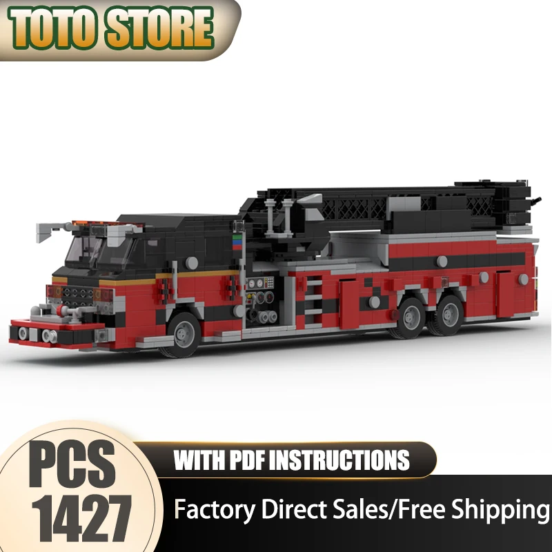 

Moc Building Blocks 100' Mid-Mount Aerial TowerFire Fighting Model Technology Brick DIY Assembly Construction Toy Holiday Gifts