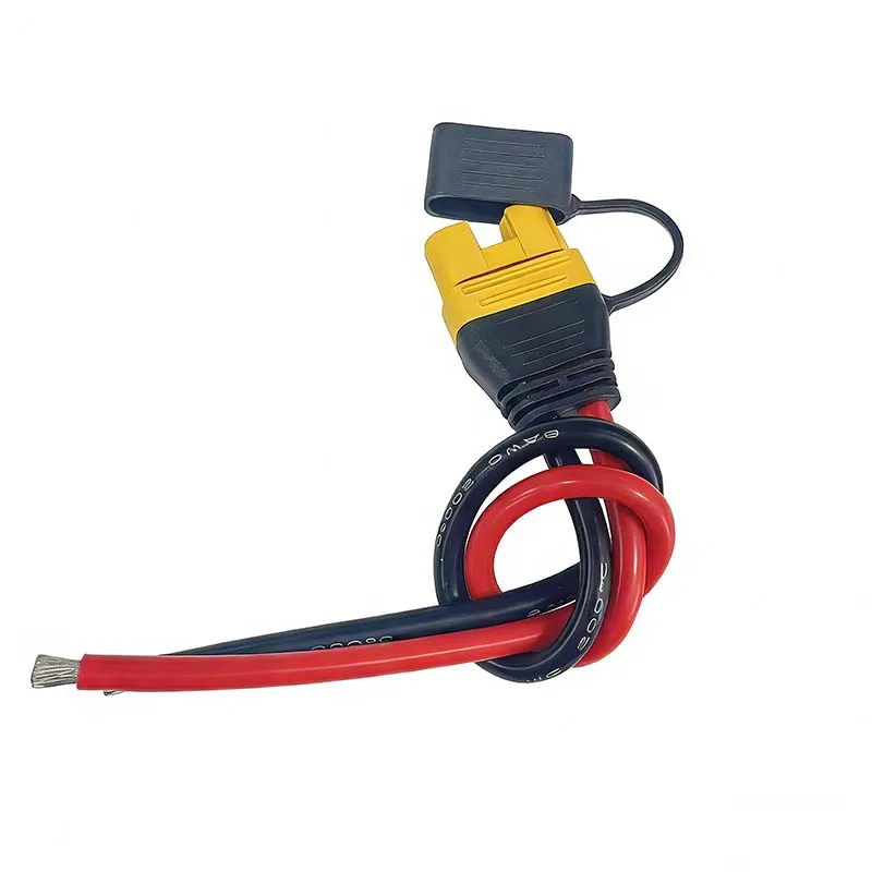 AS150U Short-Padded Connector 8AWG (with Cap) Signal Pin Spark-Resistant Silicone Wire, 35CM Length