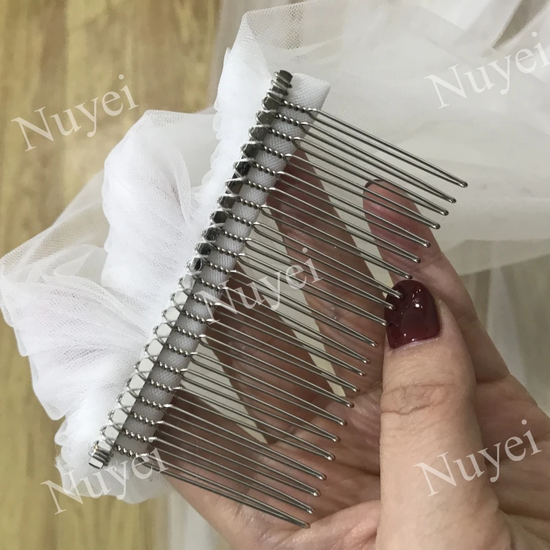 Velo de novia corto con peine, velo de novia de tul Apliques de encaje con borde de, una capa de 80 CM de longitud de codo, accesorios de boda