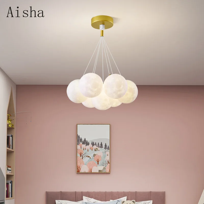 

Nordic Gold Black Bubble Chandelier Frosted 3D Ball Chandelier for Dining Room Living Room Decoration Light Kitchen Fixtures G9