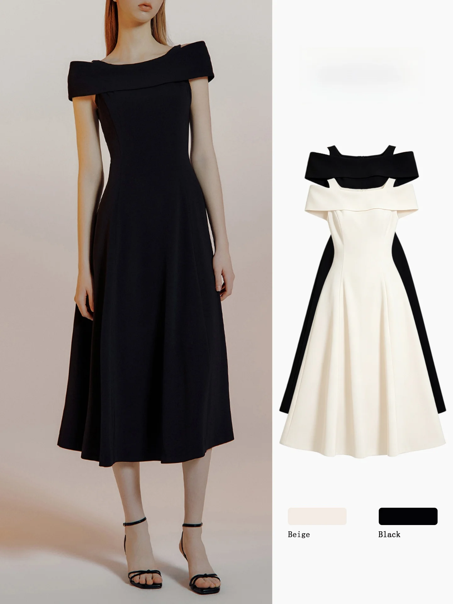 

Elegant A-Line Dress Women's Summer Slim Fit Zipper High Waist One-Shoulder Luxury Commute Short Sleeve City Women's Dress