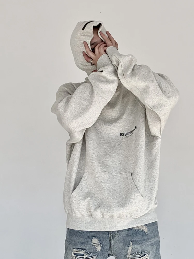 [Verified Quali] Fog Double Line Essentials Fashion Brand American Men Couple Fleece-lined Hoodie Ins