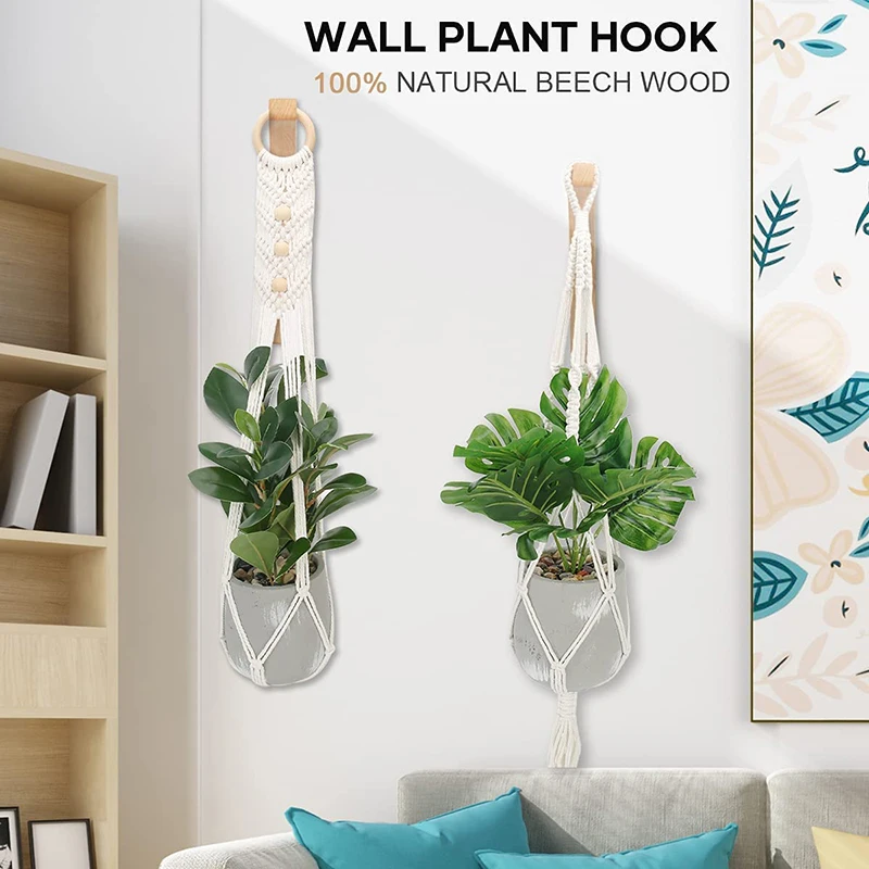 Solid wood creative hook wall porch coat hanger wooden hook indoor hole-free plant wood hook