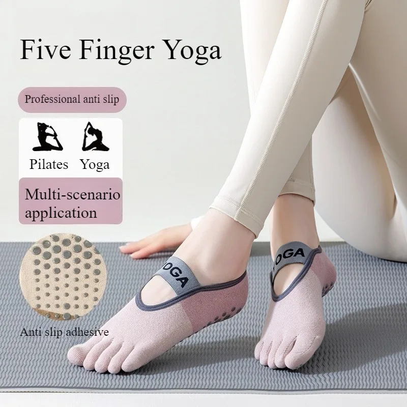 Professionelle Fitness Anti-Rutsch-Yoga-Pilates-Socken, dünn, schweißabsorbierend, Zehensack-Sportsocken, Fünf-Finger-Socken