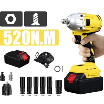 18V Cordless Brushless Electric Wrench Impact Wrench Socket Wrench 520N.m Hand Drill DIY Tool For Makita 18V Battery