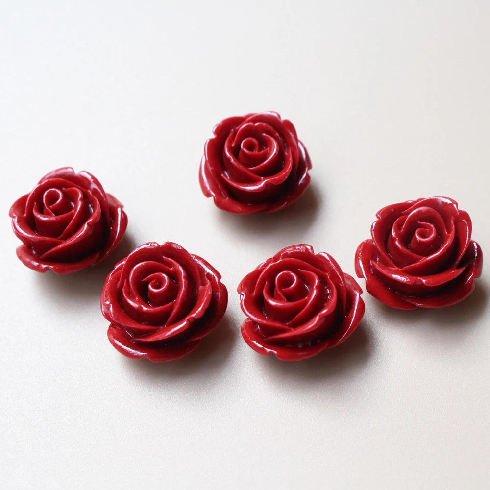 5Pcs 20mm Artificial Camelia Coral Rose beads beads Red Black Pink Yellow Blue Mix color for Jewelry Bracelet Necklace making