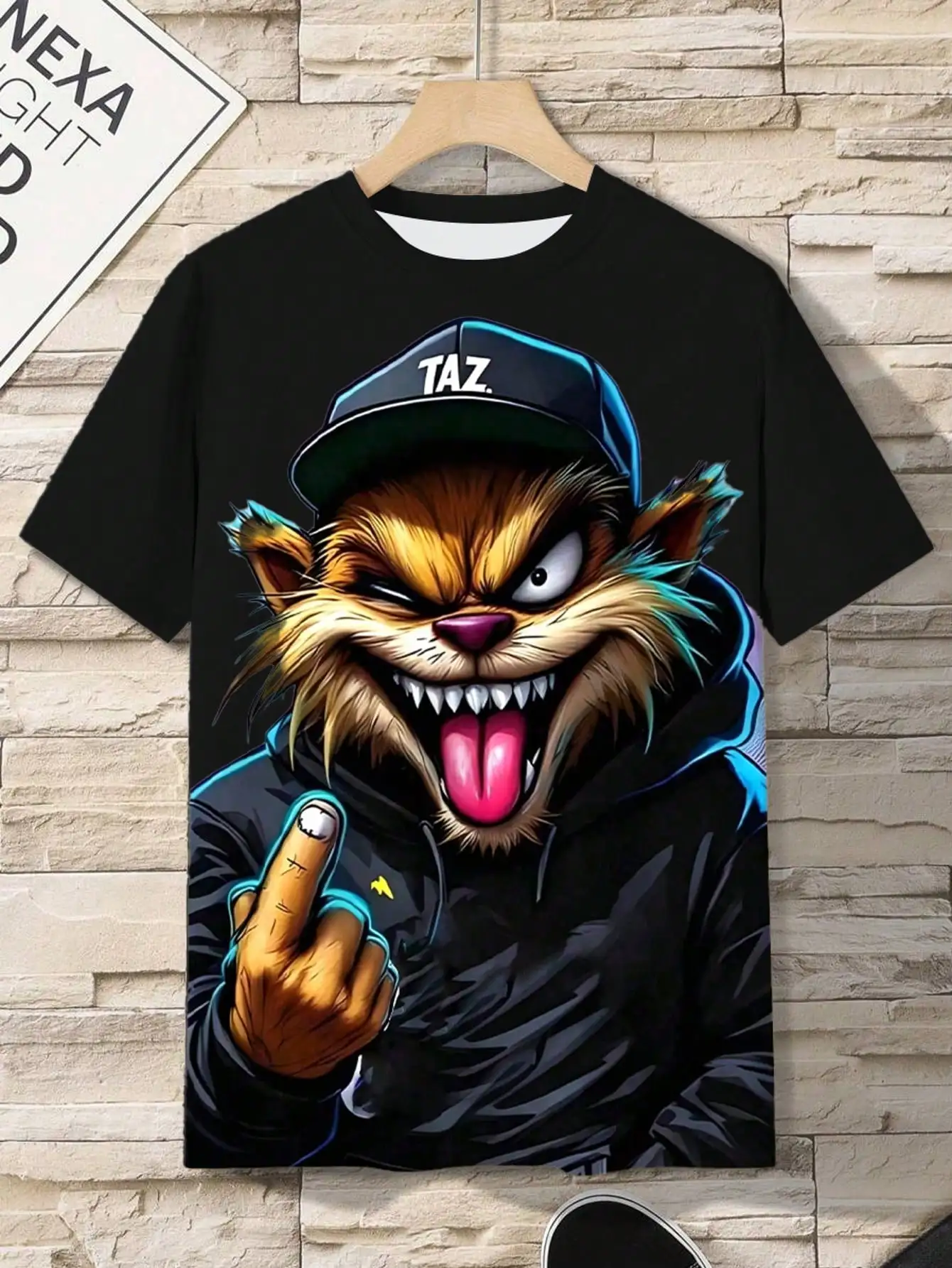 

3D printed cartoon animal pattern men's casual round neck short sleeved T-shirt summer outdoor activity top