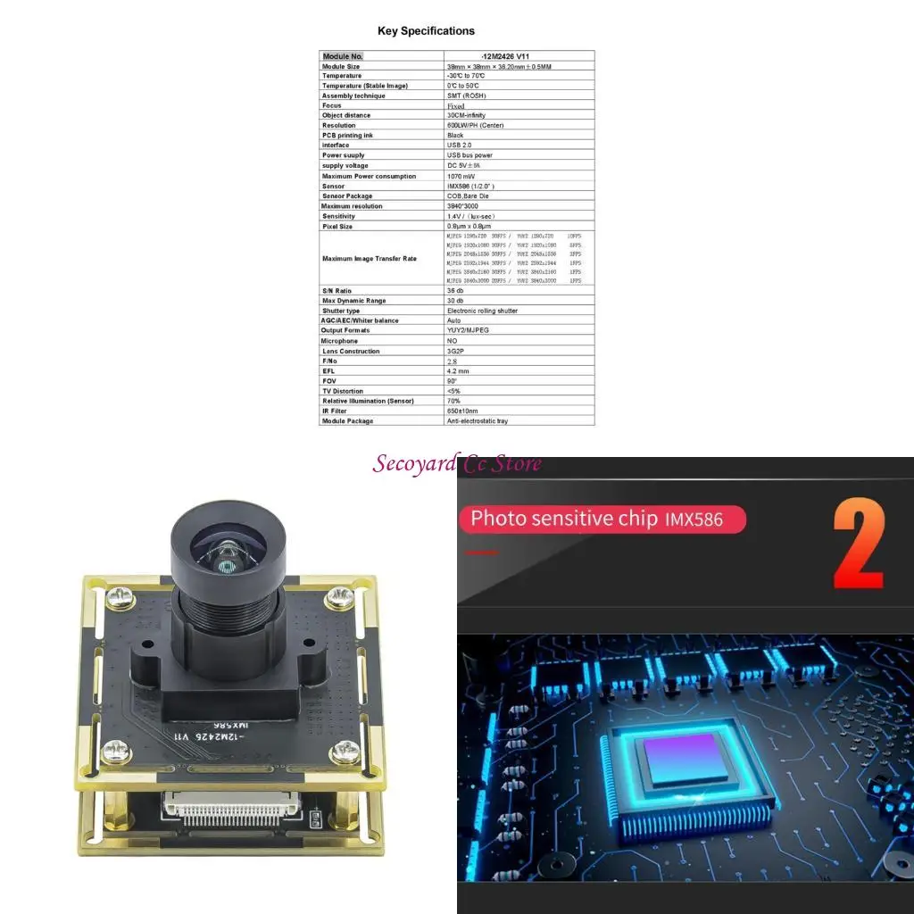 

N3UC IMX586 Seneoring Camera Module 12MP Sensoring 90 Degree FOV Integrated 2 Mics