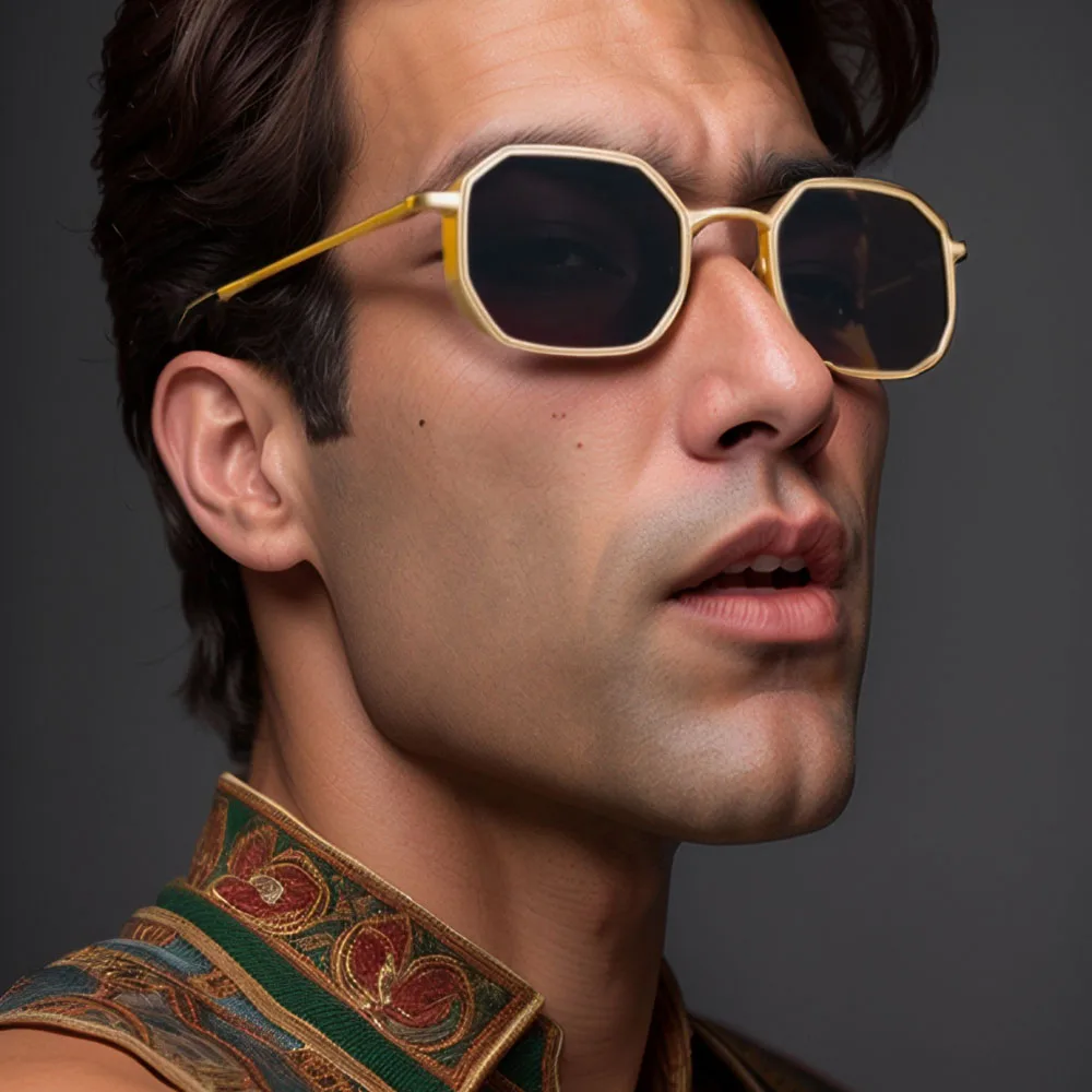

Small Frame Steampunk Sunglasses Men 2025 Luxury Brand Vintage Punk Eyewear Classic Polygon Metal Sun Glasses Male UV400