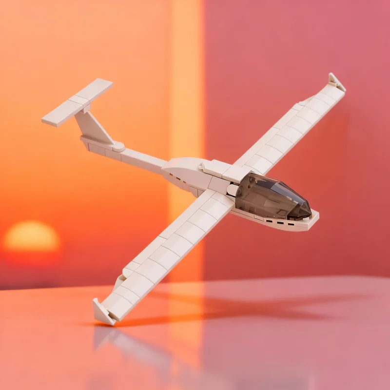 111 peças de Blocos de Montar MOC, Modelo de Avião Planador de Aeroporto Urbano, Brinquedo de Construção, Presentes de Natal, Ideia Criativa e Educacional