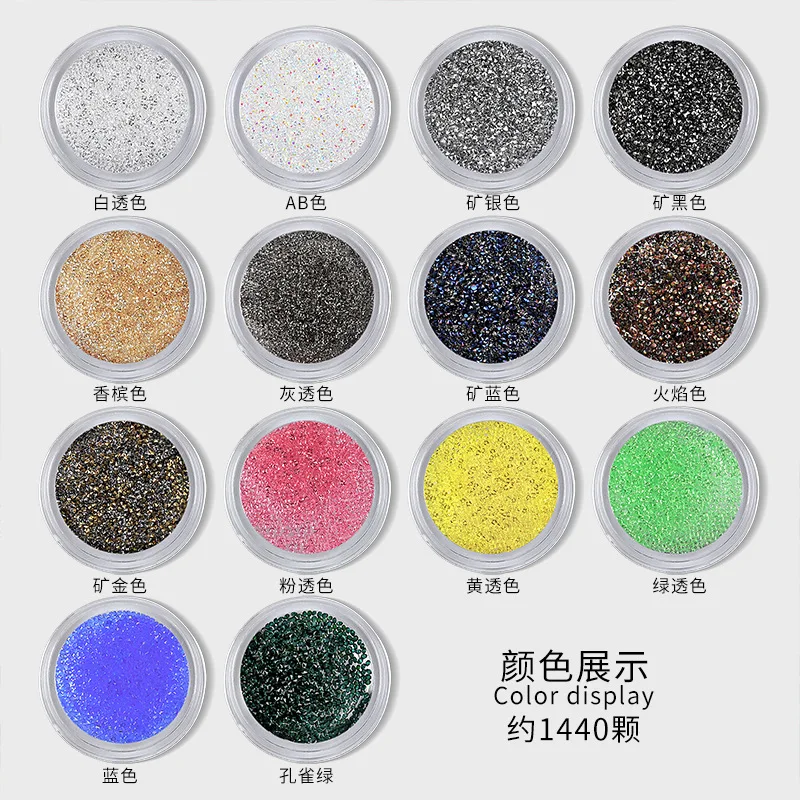 1440PCS/Jar Glitter Micro Double Pointed Sharp Diamonds Crystal Beads Nail Art Rhinestones Jewel Decorations Manicure Ornaments