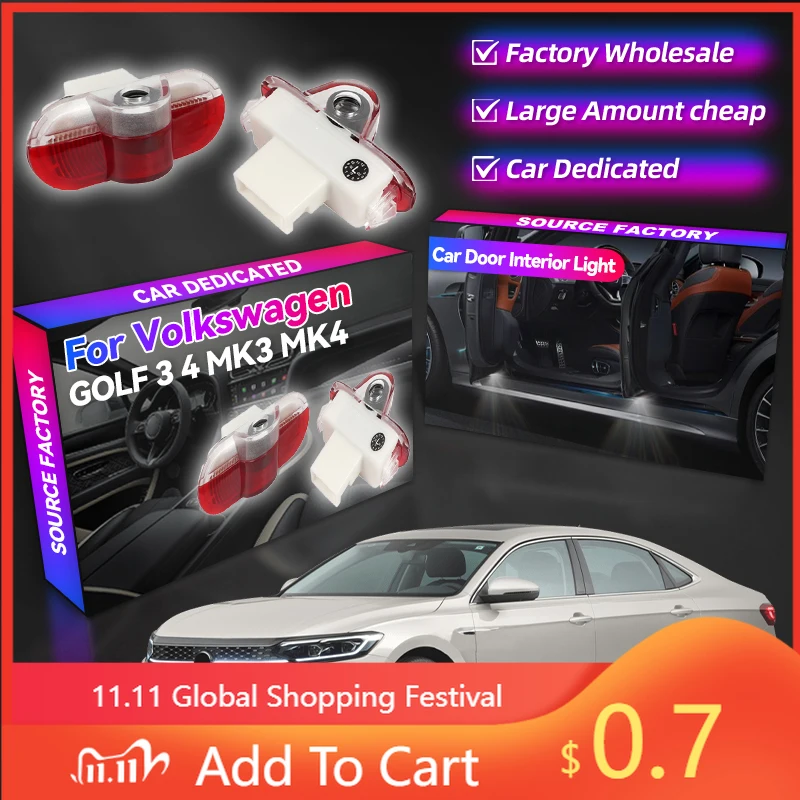 

GOLF VW Для VW VOLKSWAGEN 2026 Новый 2 шт. Для VW GOLF 3 4 MK3 MK4 Jetta Beetle Bora Caddy Touran Светодиодный проектор с логотипом двери автомобиля Ghost