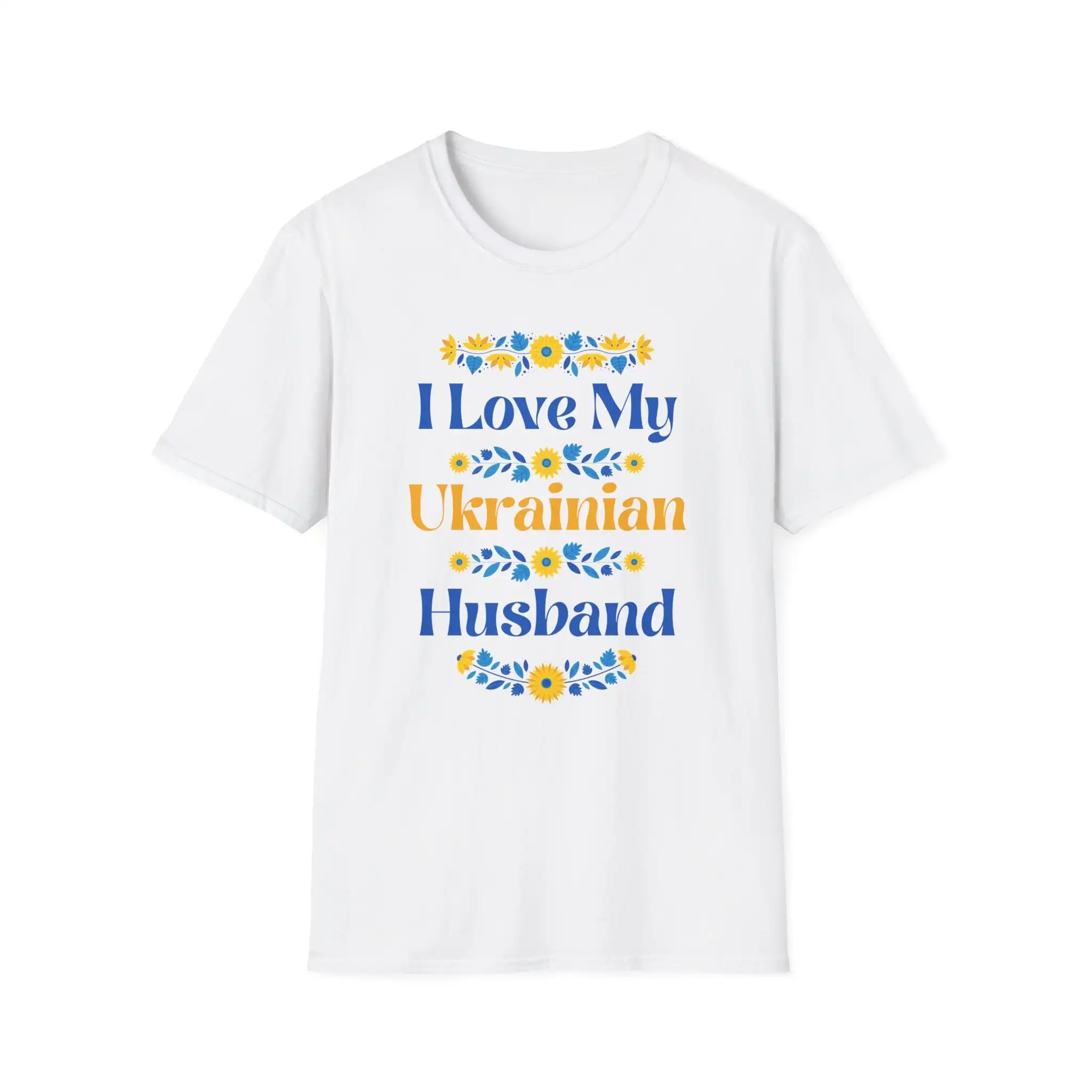 I Love My Ukrainian Husband Softstyle T Shirt Yellow Blue